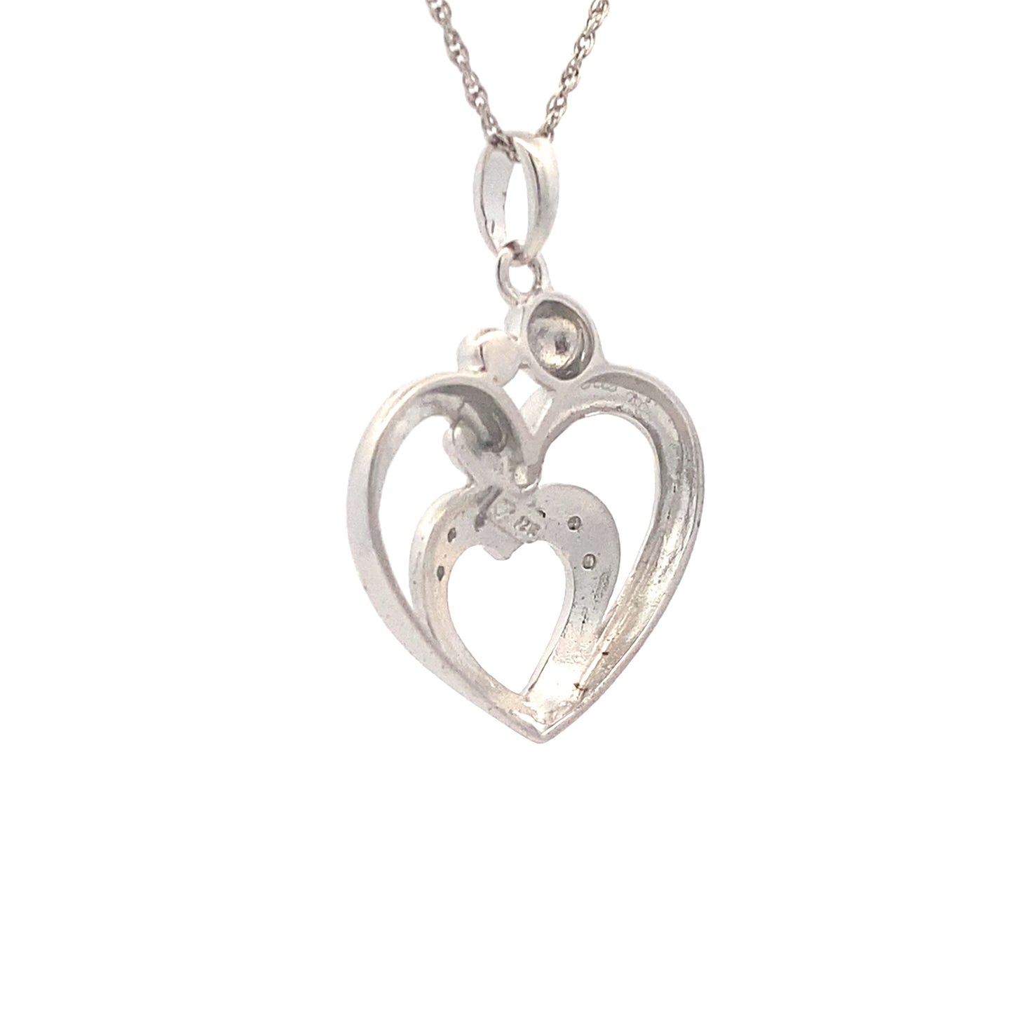 .10ct Diamond Heart Love Pendant Sterling Silver