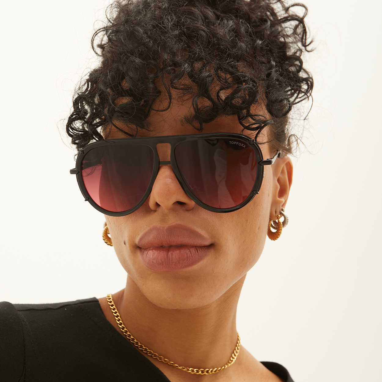 Ivy Luxe - Ruby Tangle-Free Round Aviator Sunglasses