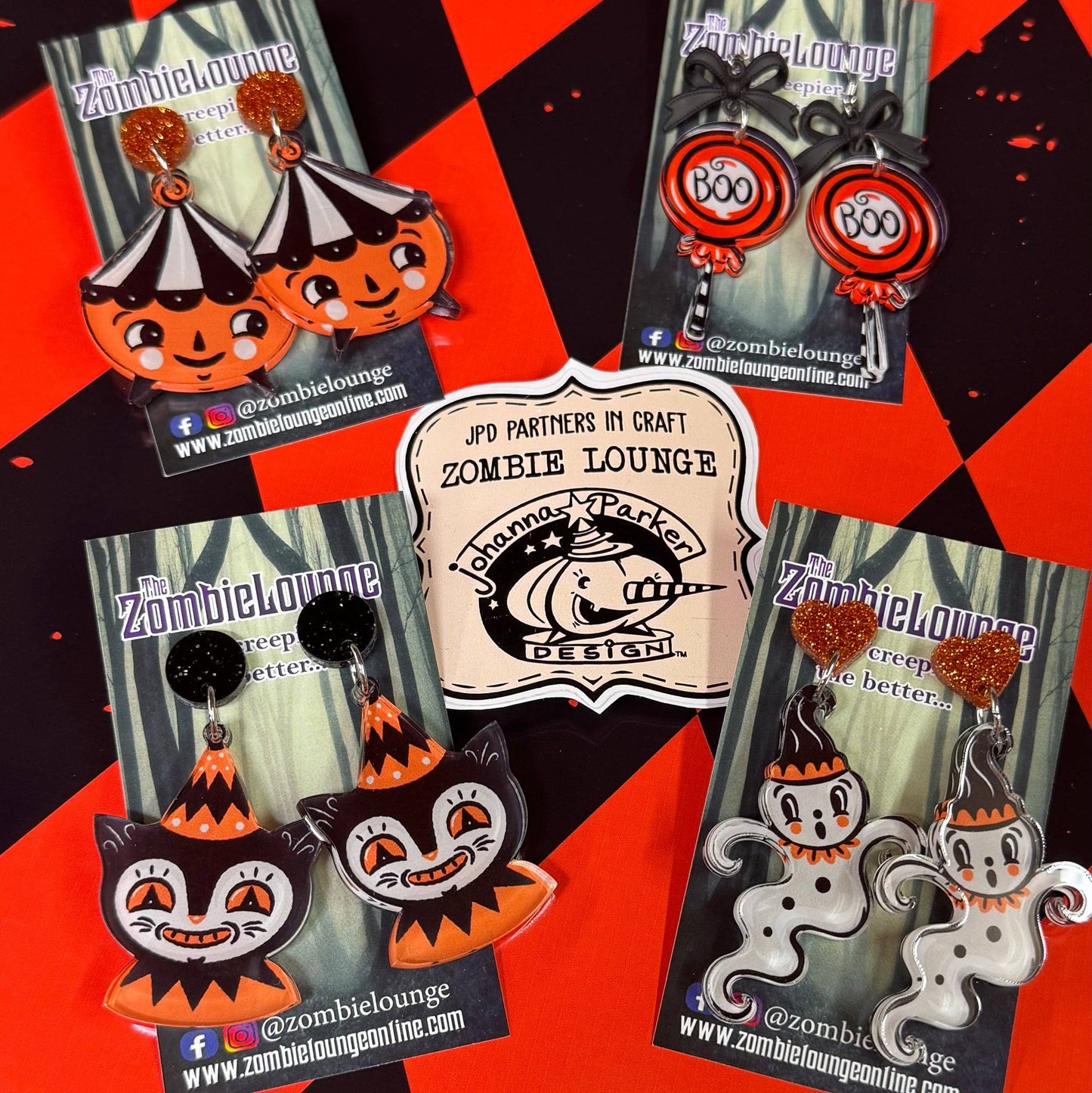 Johanna Parker Design Halloween Carnival Earrings - CAT