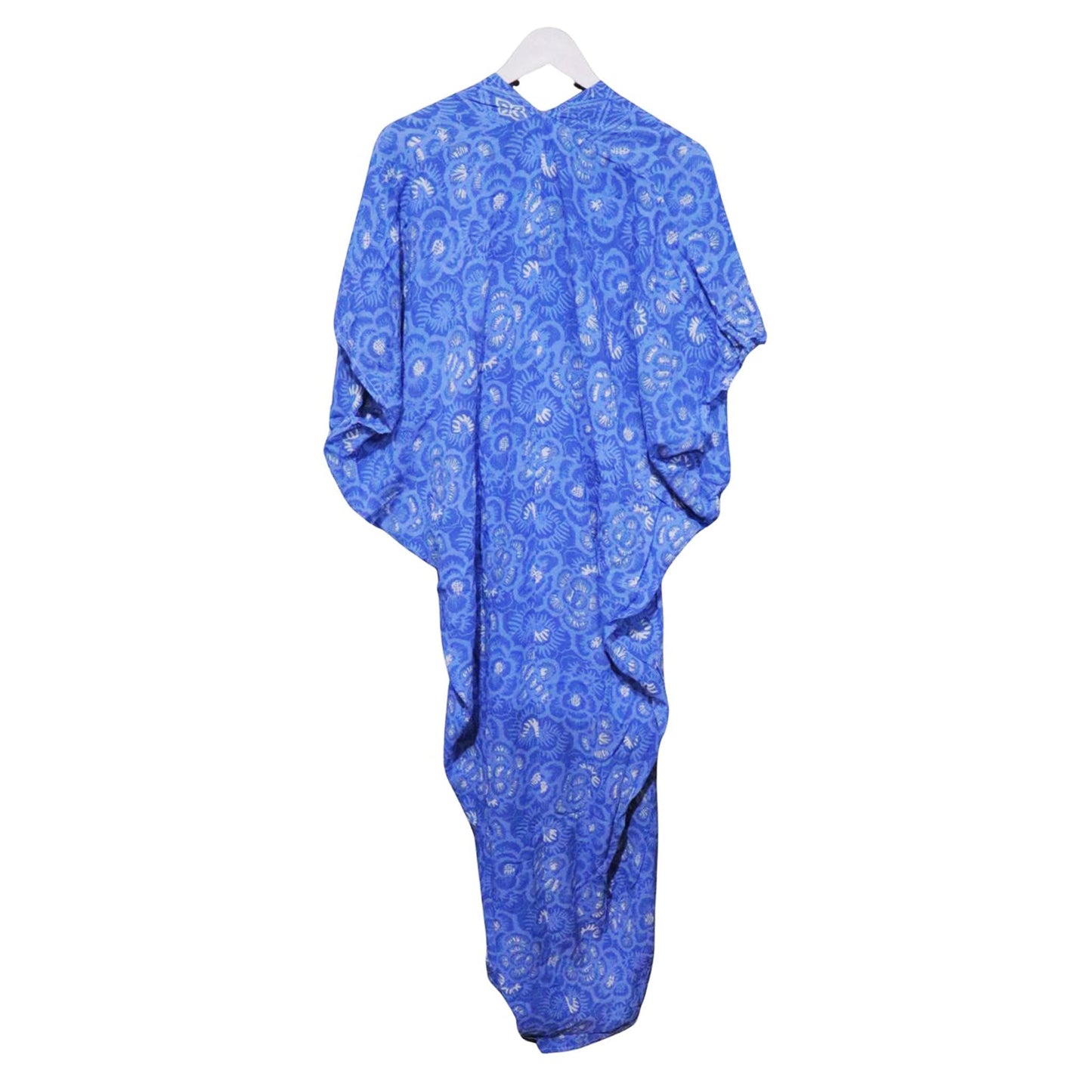 Hand Dyed Kaftan Dress Rayon Vegan Eco-friendly Material, Maxi, Long, Blue roses