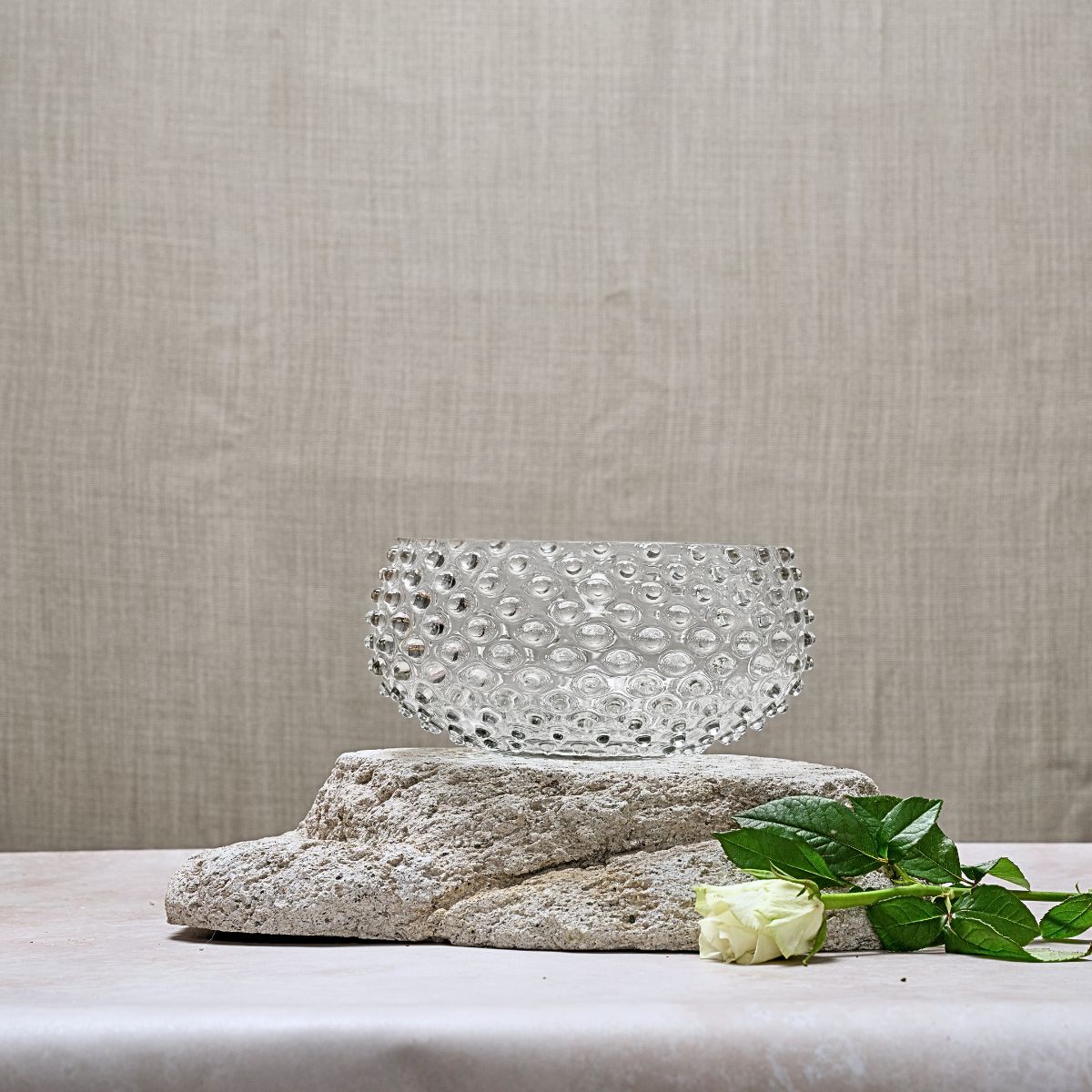 Hobnail Bowl - Large - Clear Quartz