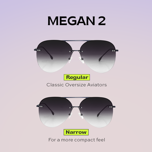 Smaller Megan 2 - Faded Black Metal Aviator Sunglasses