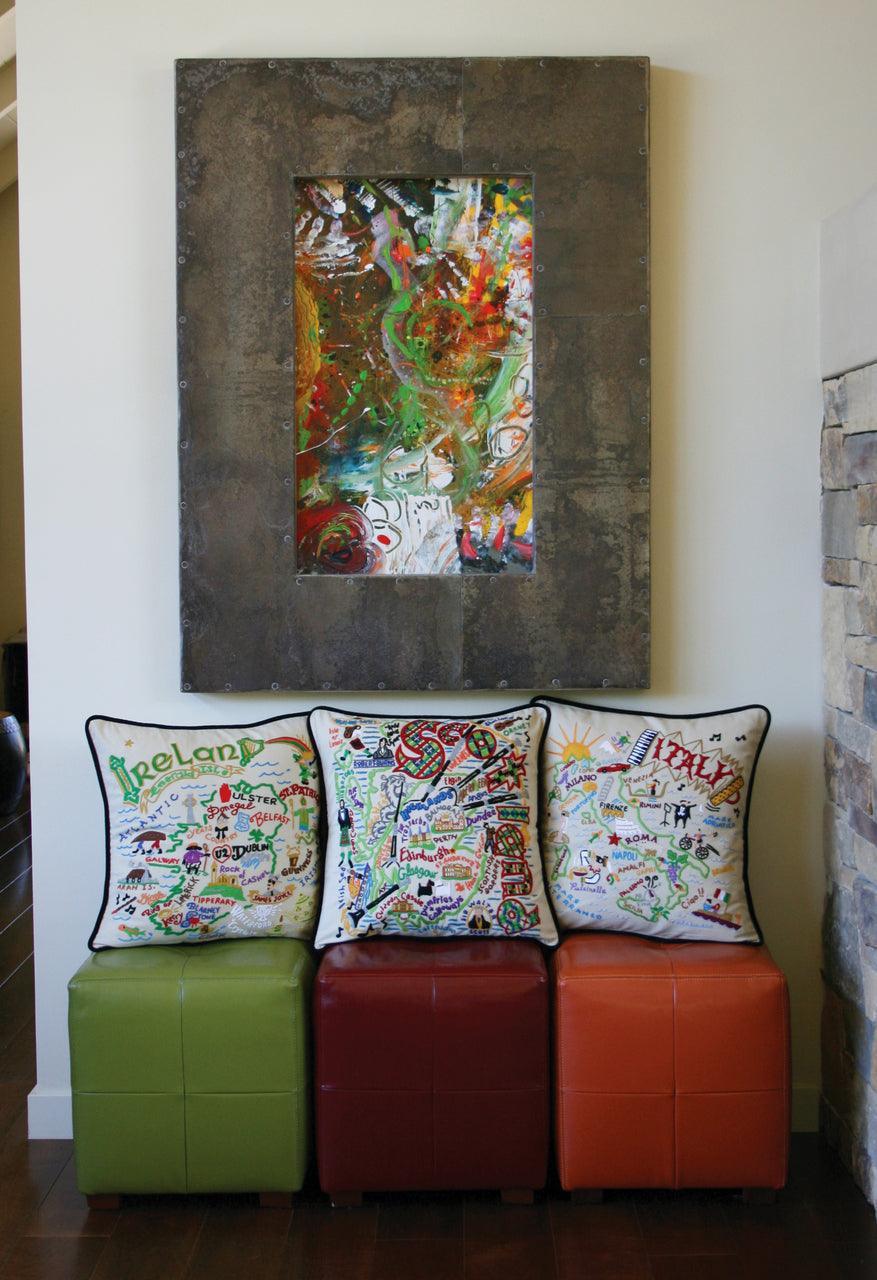 Minneapolis-St. Paul Hand-Embroidered Pillow