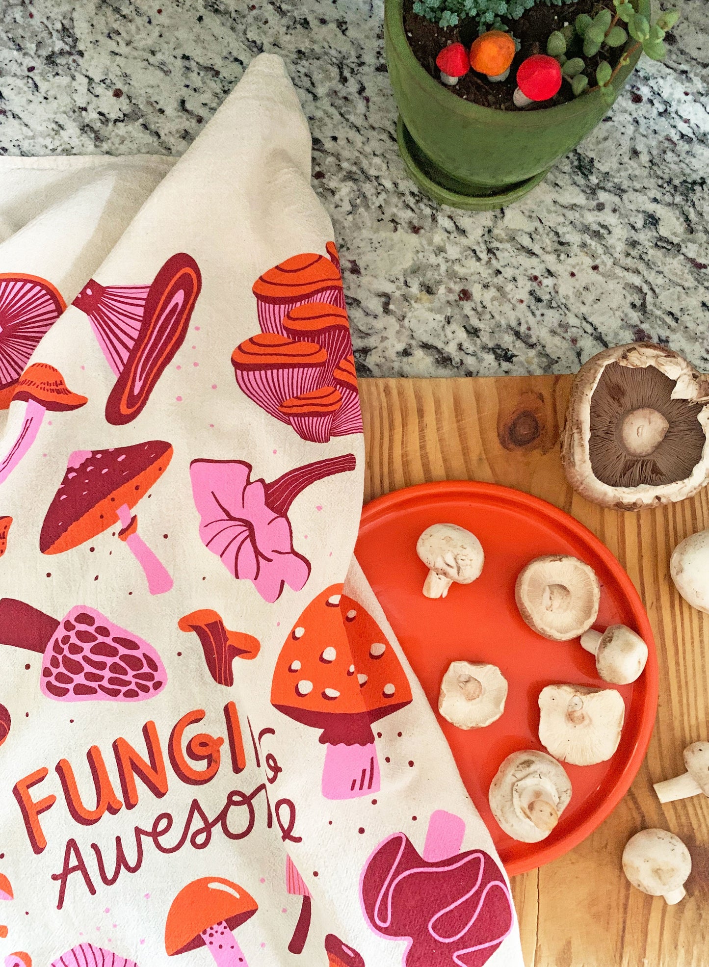 Mushroom Dish Towel + Sponge Cloth Gift Set