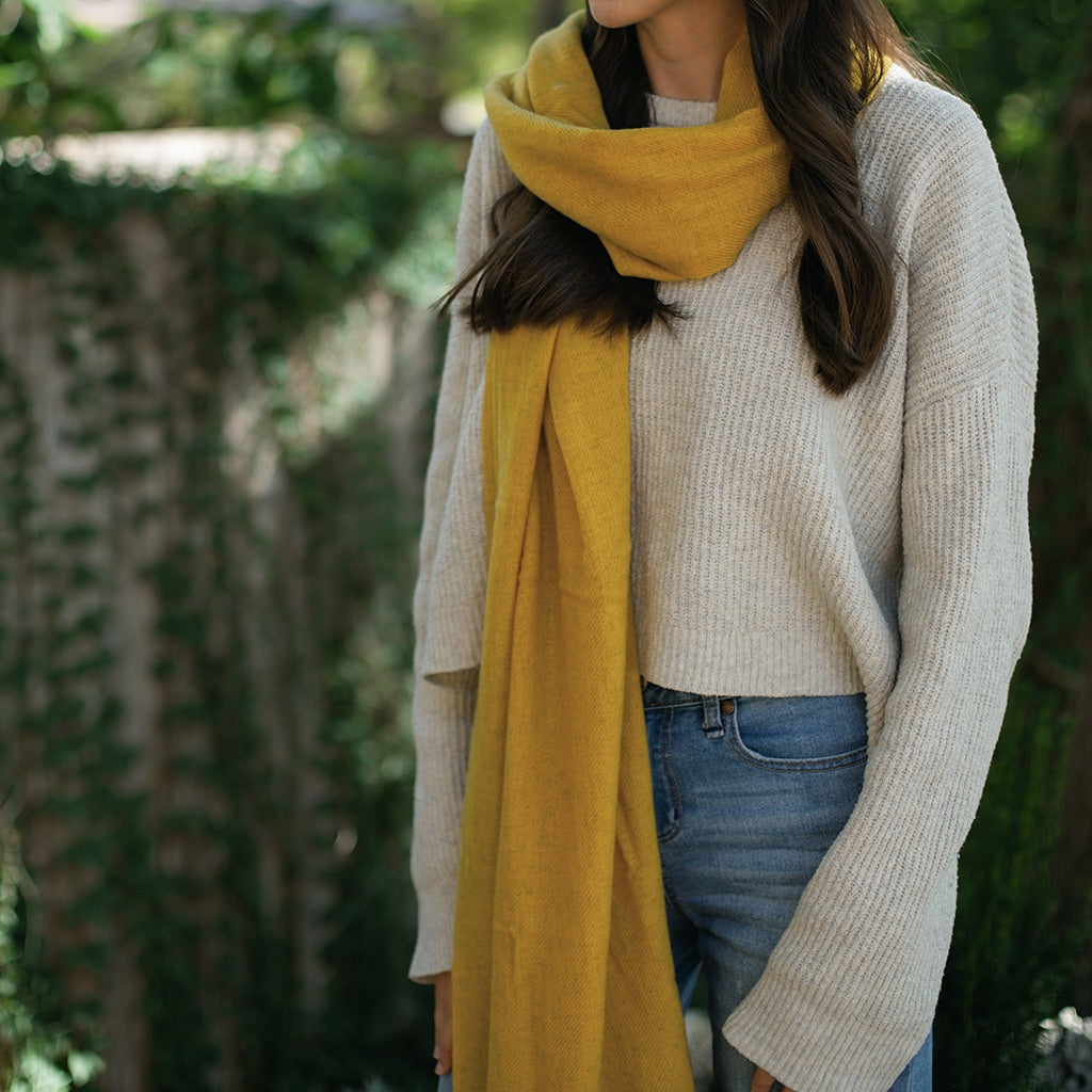 Mustard Handloom Cashmere Scarf