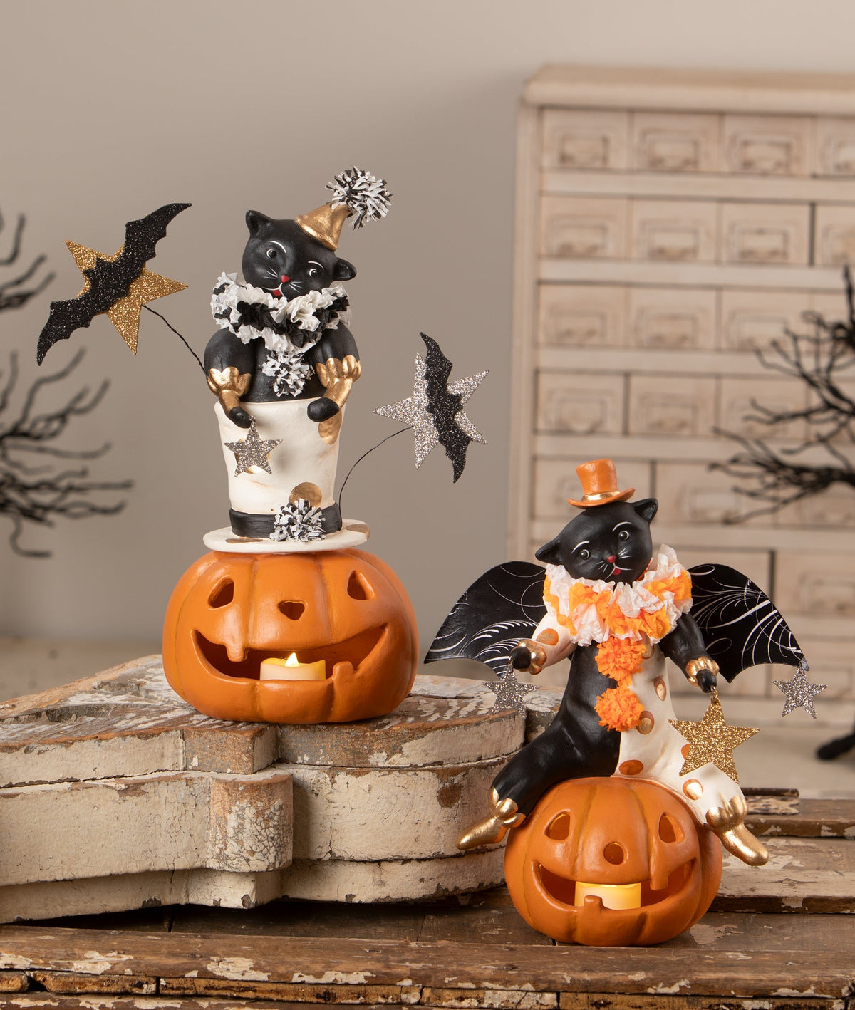 Top Hat Jack with Cat | Halloween Decor | Bethany Lowe