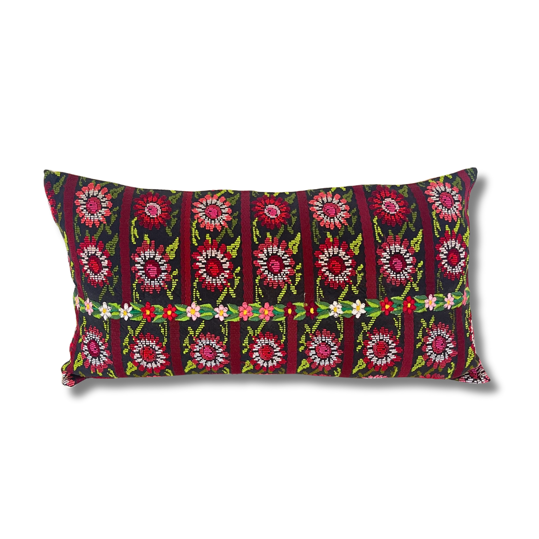 Up-cycled Pueblo Lumbar Pillow Huipil One-of-a-Kind Cover - Guatemala