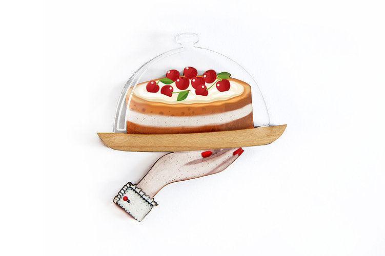 Retro Cherry Cake Brooch by Laliblue