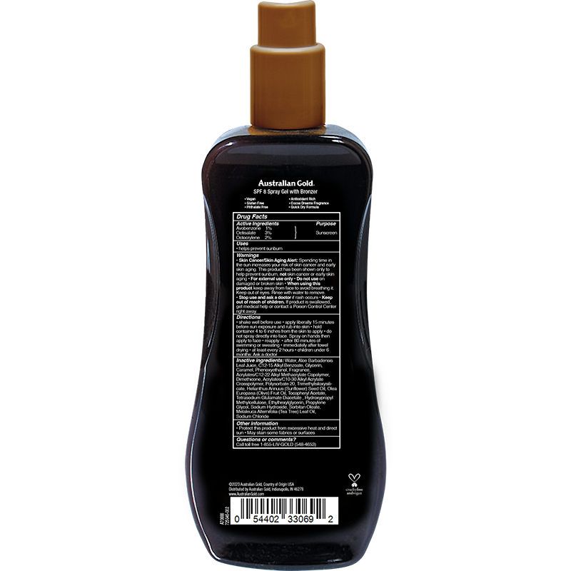 Australian Gold SPF 8 Spray Gel Bronzer 8 fl oz