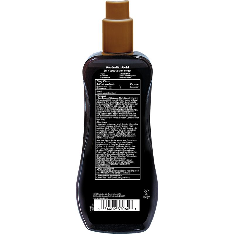 Australian Gold SPF 4 Spray Gel Bronzer 8 fl oz