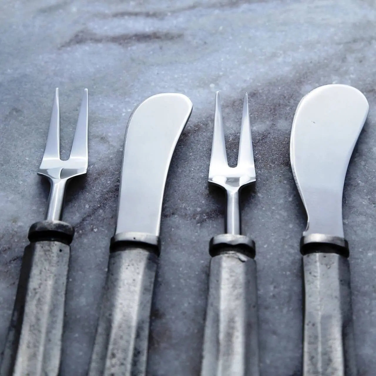 Silver Antique Maharaja Cheese Spreader & Fork 4 Pc. Set