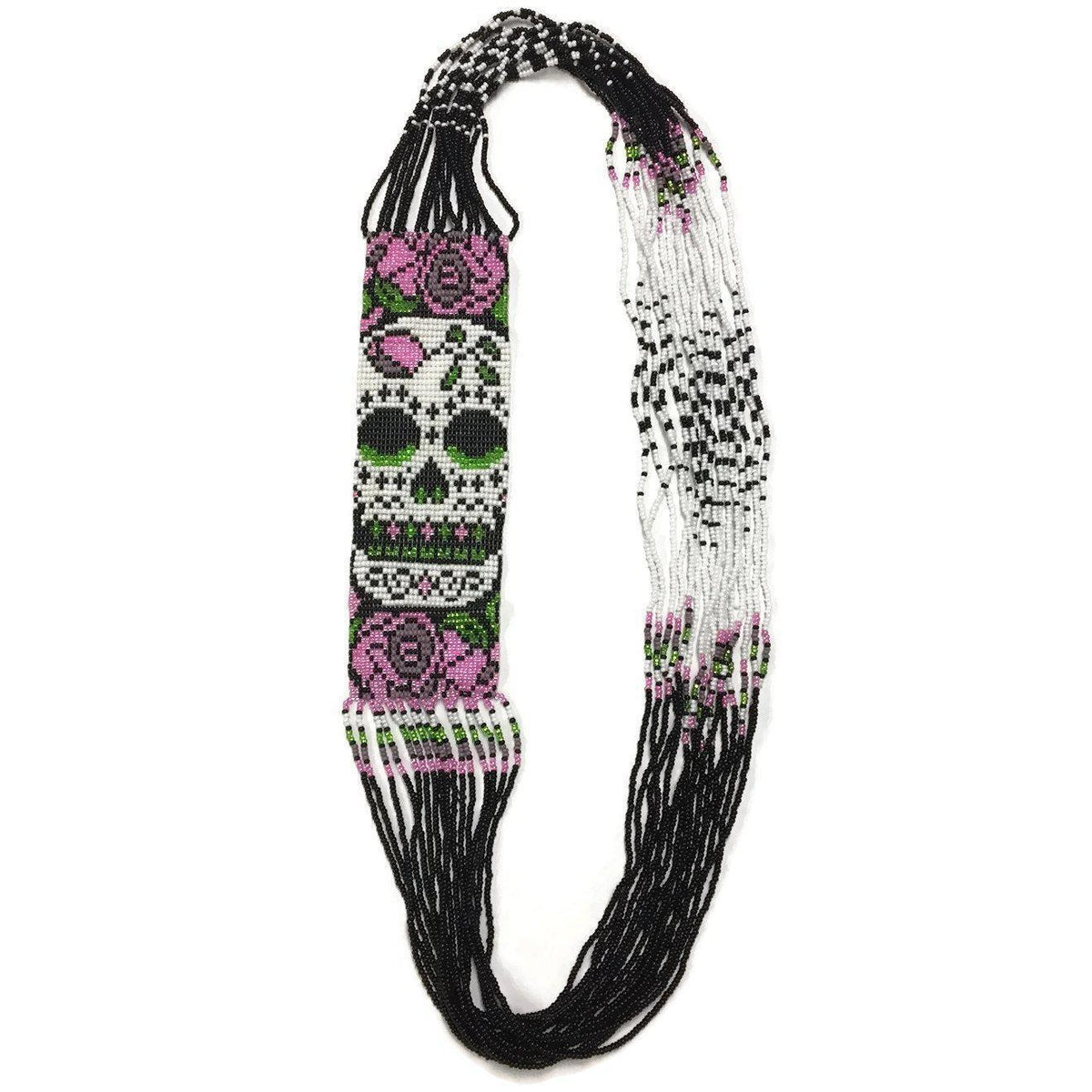 Sugar Skull Seed Bead Necklace - Guatemala