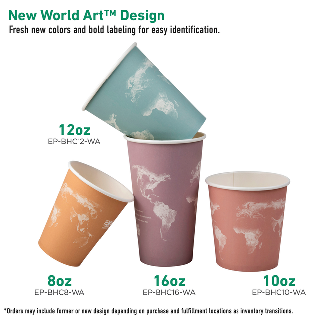 Eco-Products World Art Hot Cup 8oz Compostable (QTY 1000), SKU EP-BHC8-WA