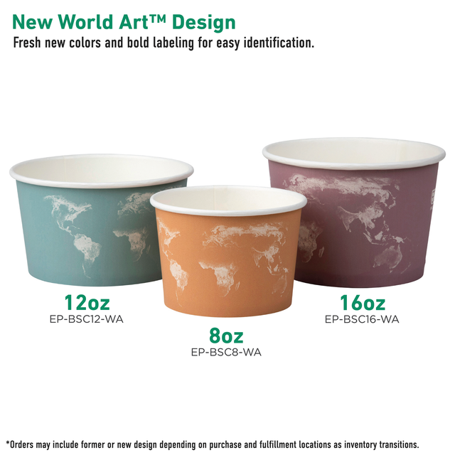 Eco-Products World Art Compostable 8oz Food Container (QTY 1000), SKU EP-BSC8-WA
