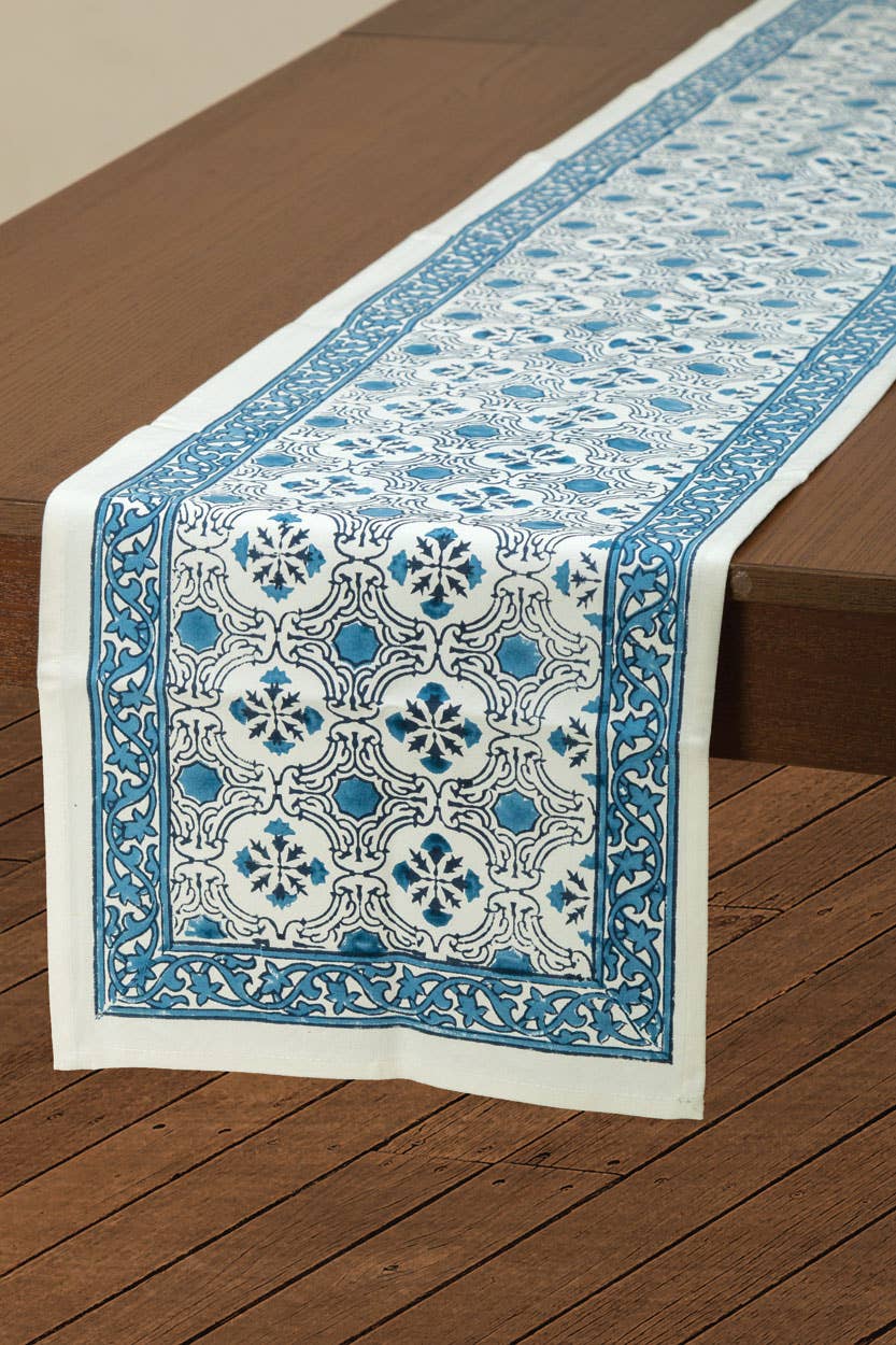 Blue Floral Table Runner - Osadia Concept Store