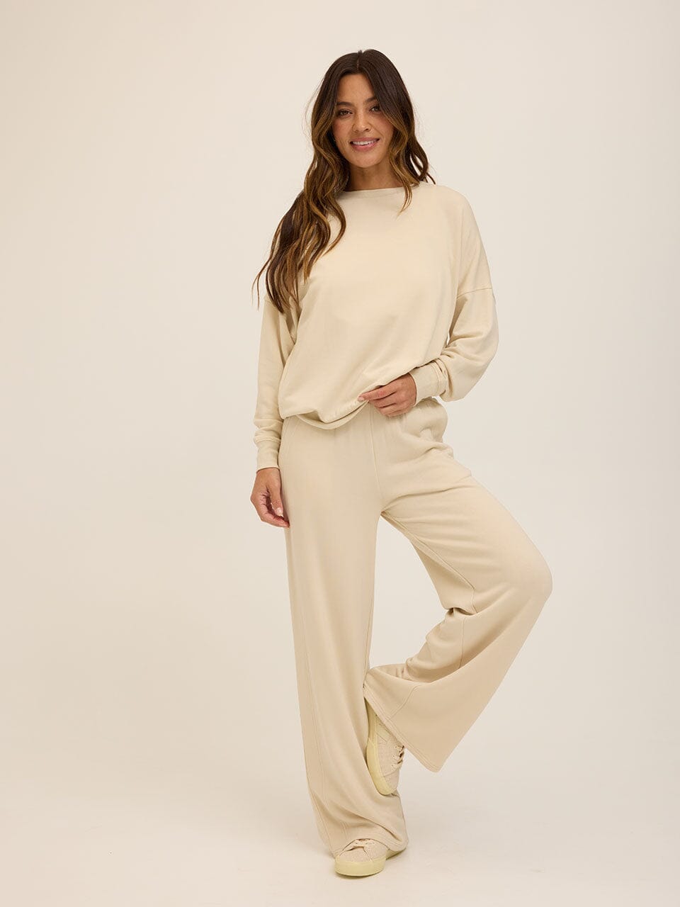 Esmeralda Feather Fleece Wide Leg Pant