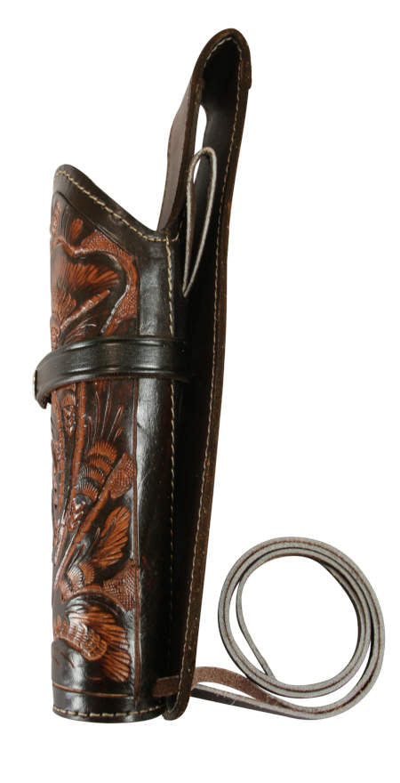 Hip Draw Tooled Leather Holster  - Brown - Osadia Concept Store