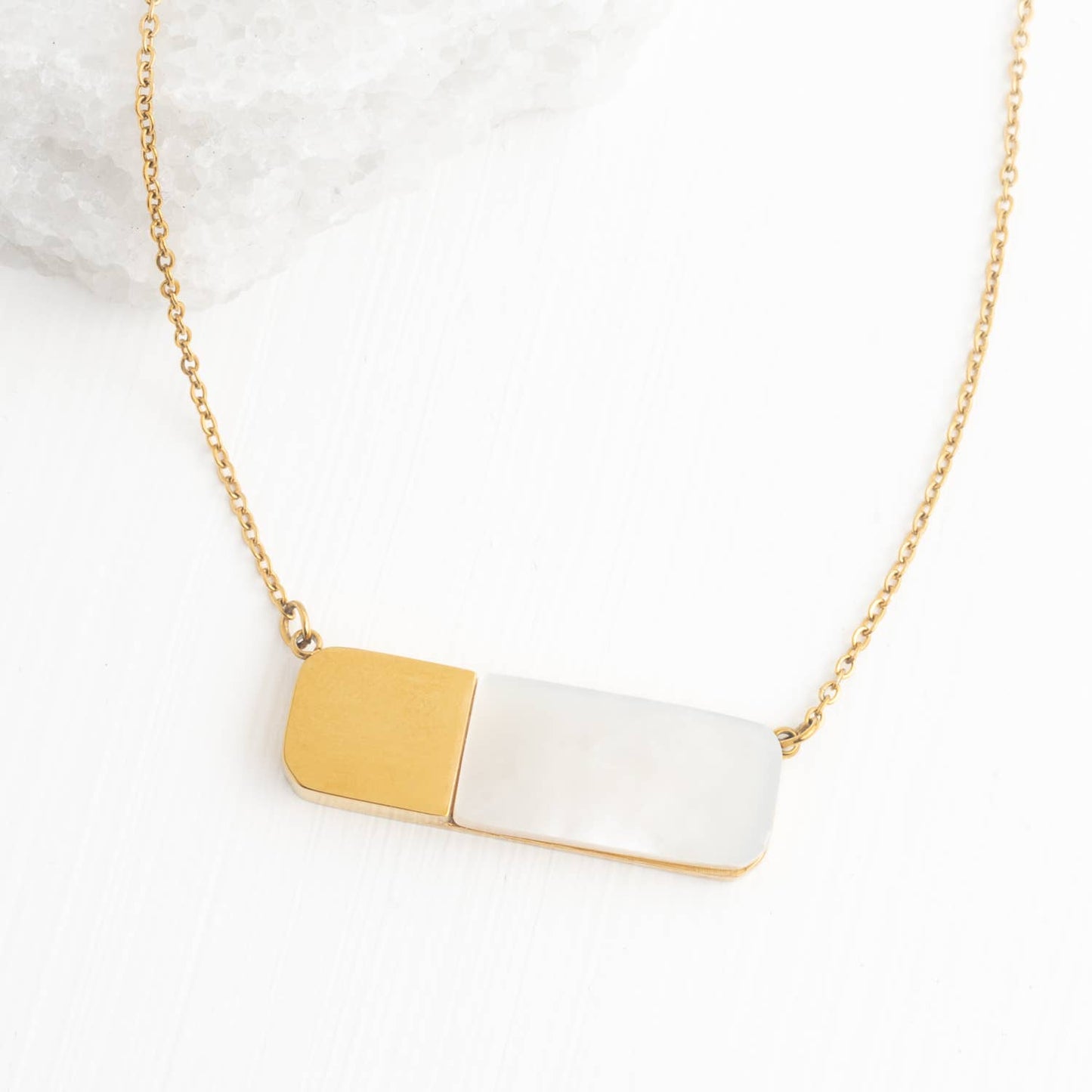 Courage Light and Gold Mother of Pearl Necklace