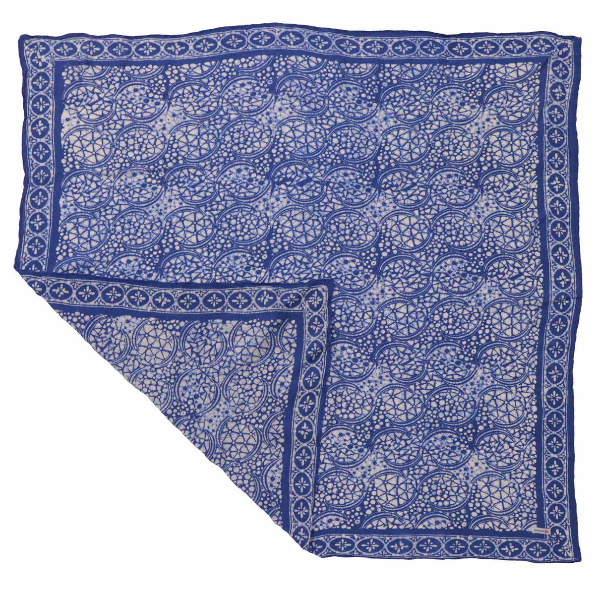 Large 39" Hand Dyed Batik Bandana - Soft Lightweight Cotton, Blue Stone