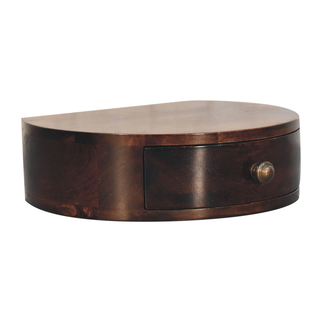 Solid Wood California Walnut Wall-Mounted Rounded Bedside Table