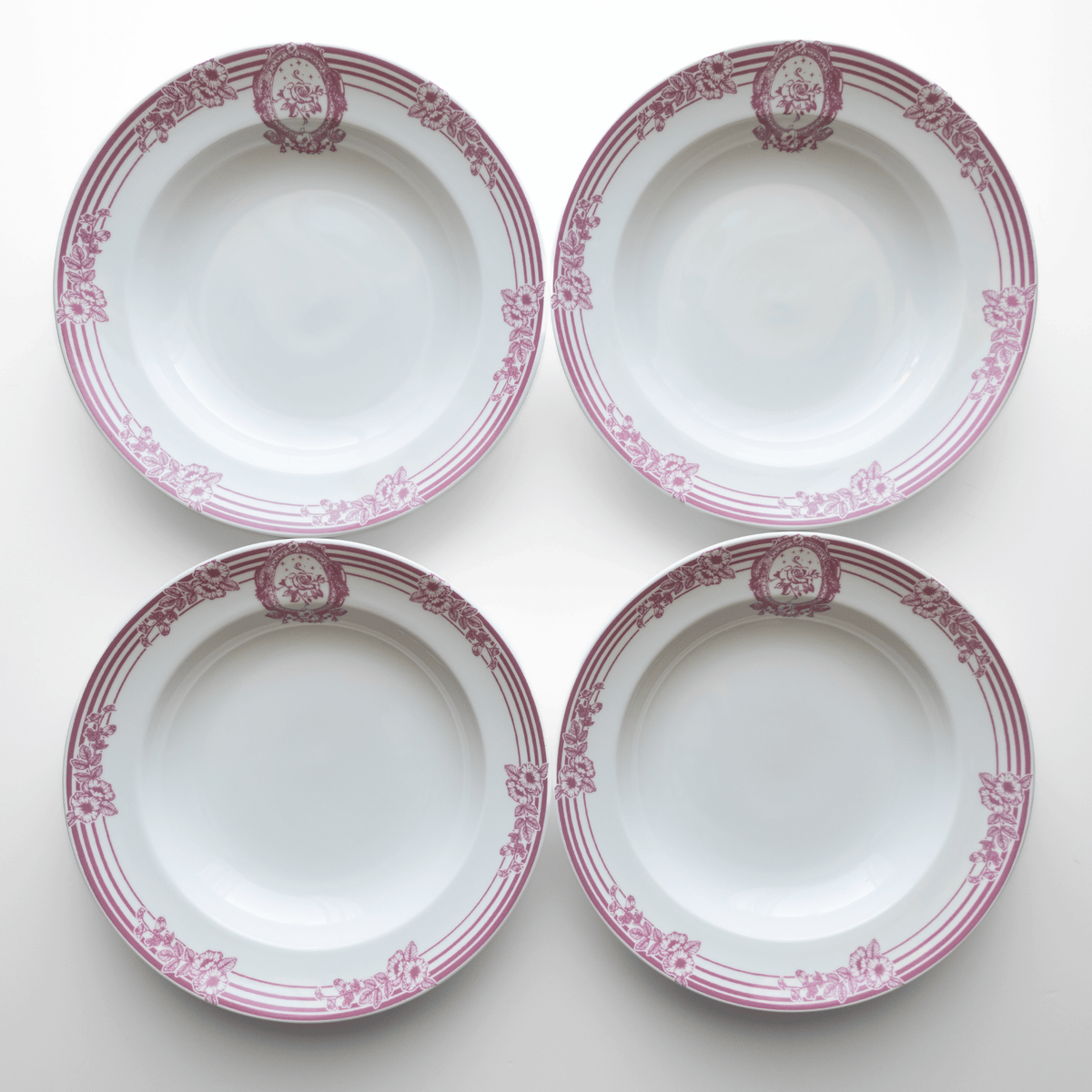 Pink Symphony Porcelain Pasta Bowls, Set of 4
