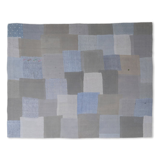 Mosaic Fray Patch Vintage Kantha Throw - Hydrangea