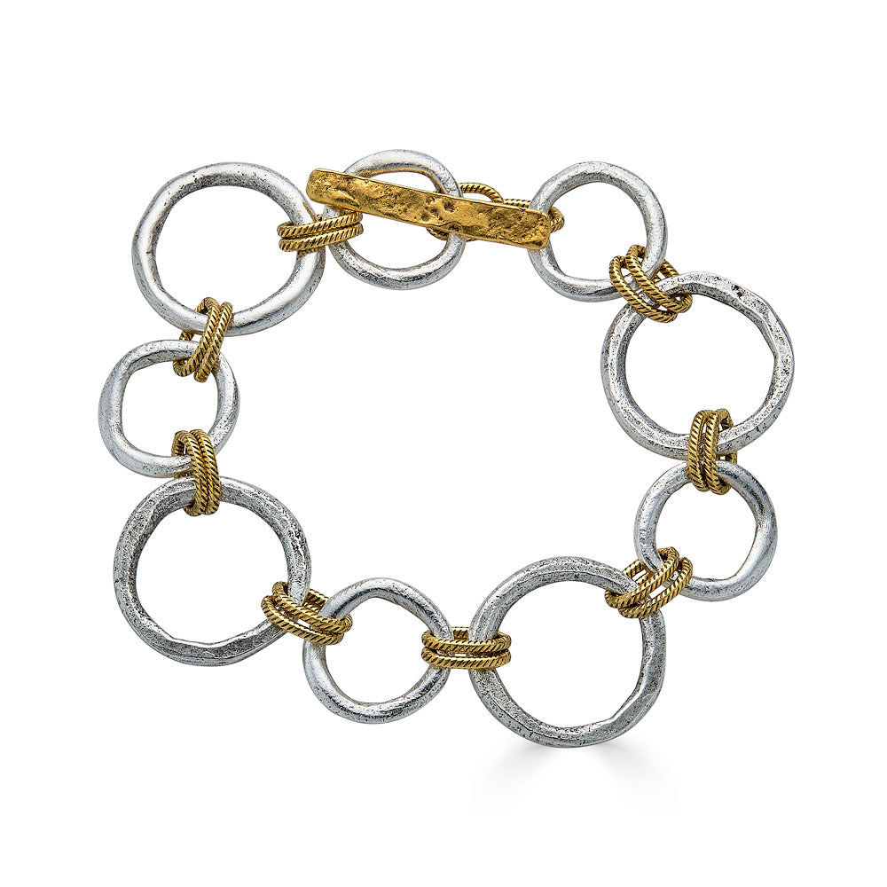 Mixed Metal Sculpted Circle Bracelet