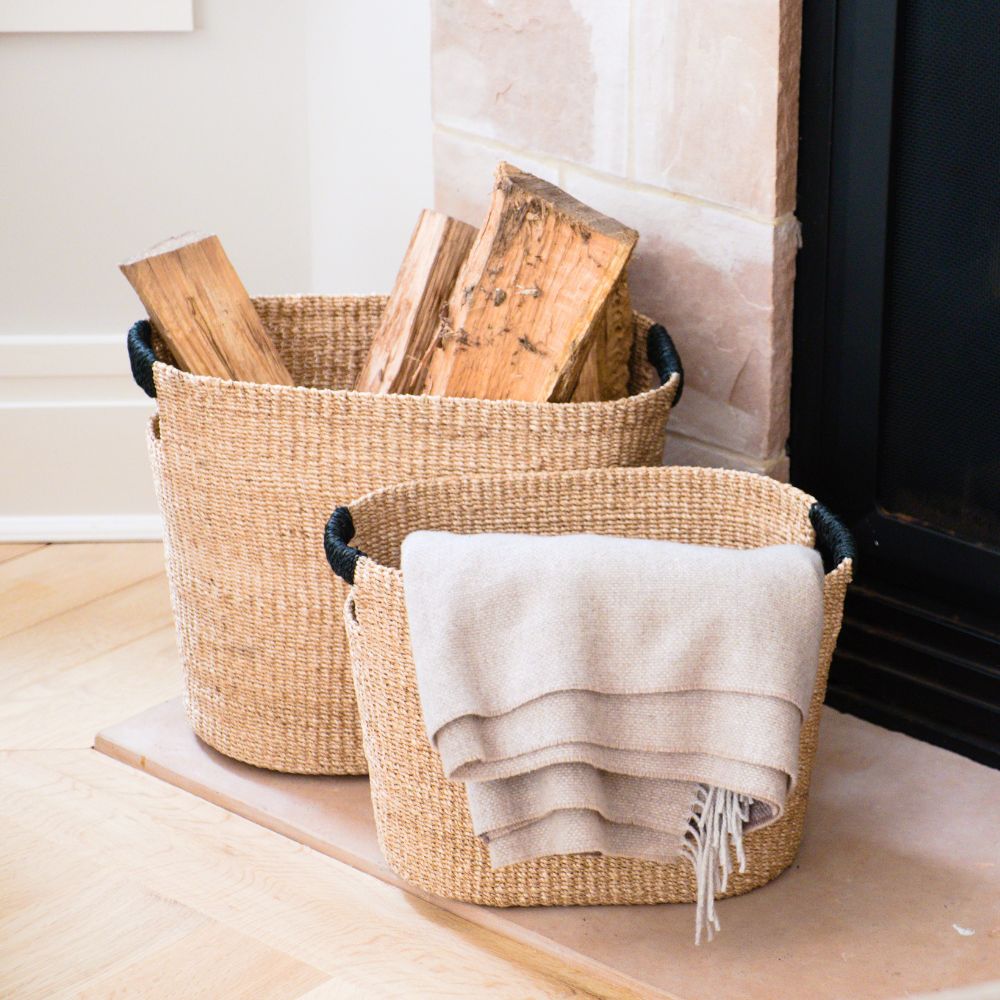Black Oval Storage Baskets, set of 2 - Modern Baskets | LIKHÂ