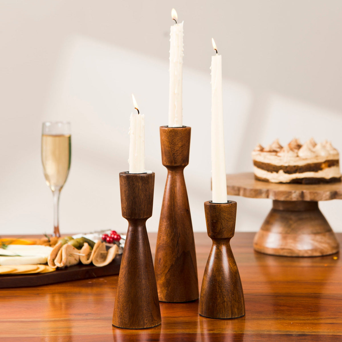 Hearth Mango Wood Taper Candlestick Holder