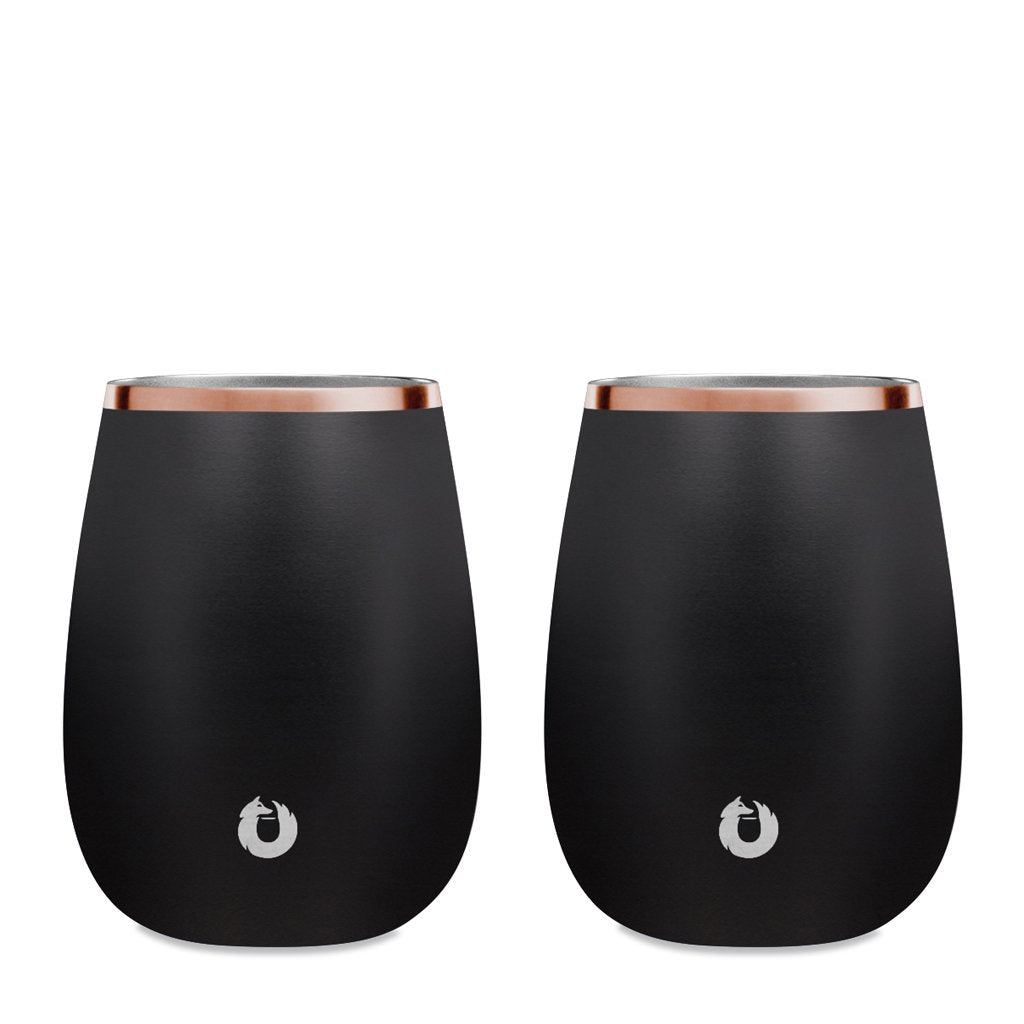 Stainless Steel Grand Pinot Wine Glass, Set of 2 - Black