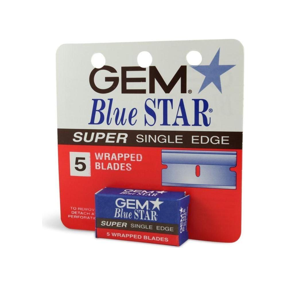 Gem Blue Star Super Blades Single Edge Wrapped Razor Blades 5 Blades