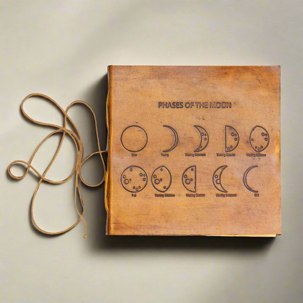 Moon Phases 7x7 Artists Embossed Leather Journal