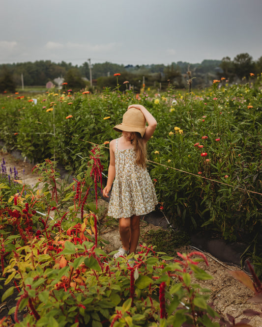 Hikari Pintuck Dress| Mustard Sage Blossom