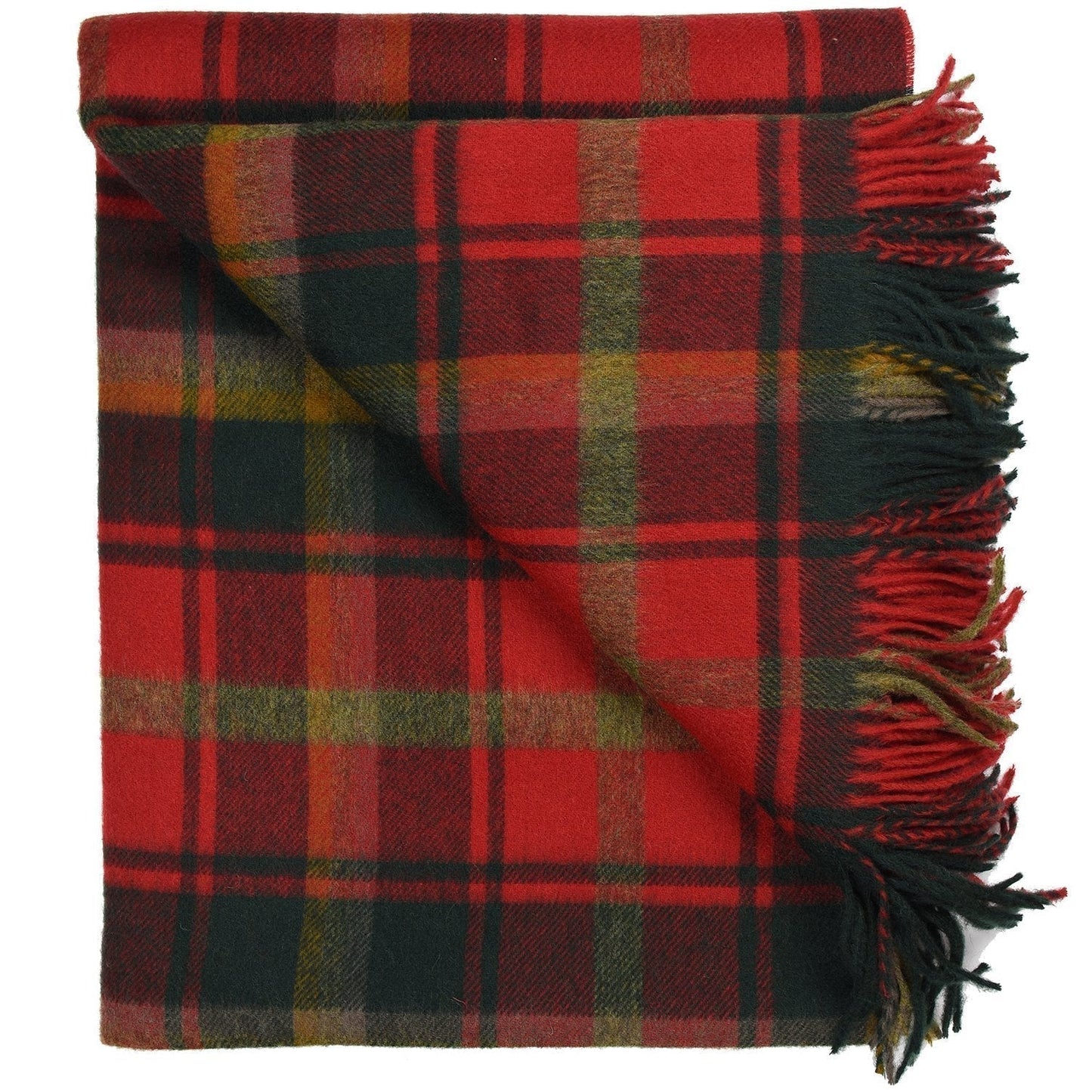Highland Tartan Tweed Merino Wool Throw ~ Dark Maple ~