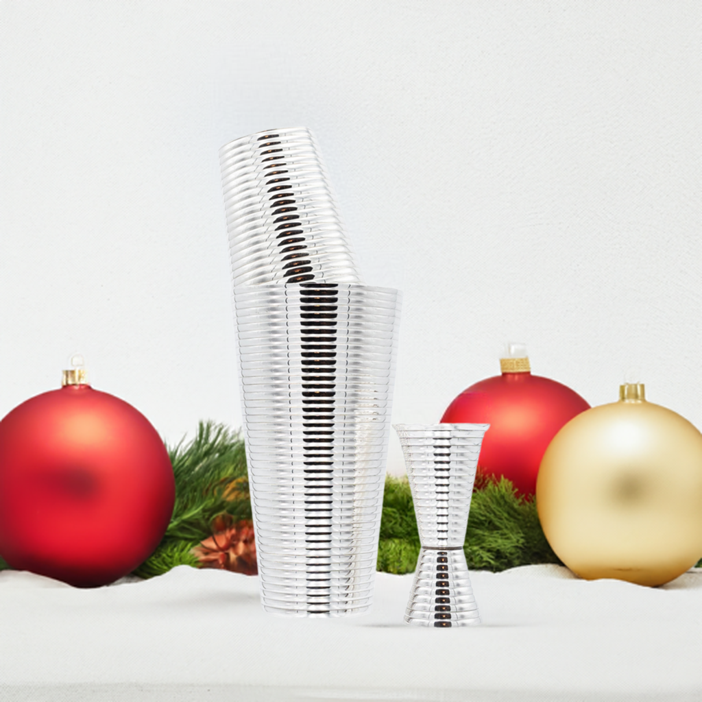 Fluted Silver 3-Piece Cocktail Shaker Set - Osadia Concept Store