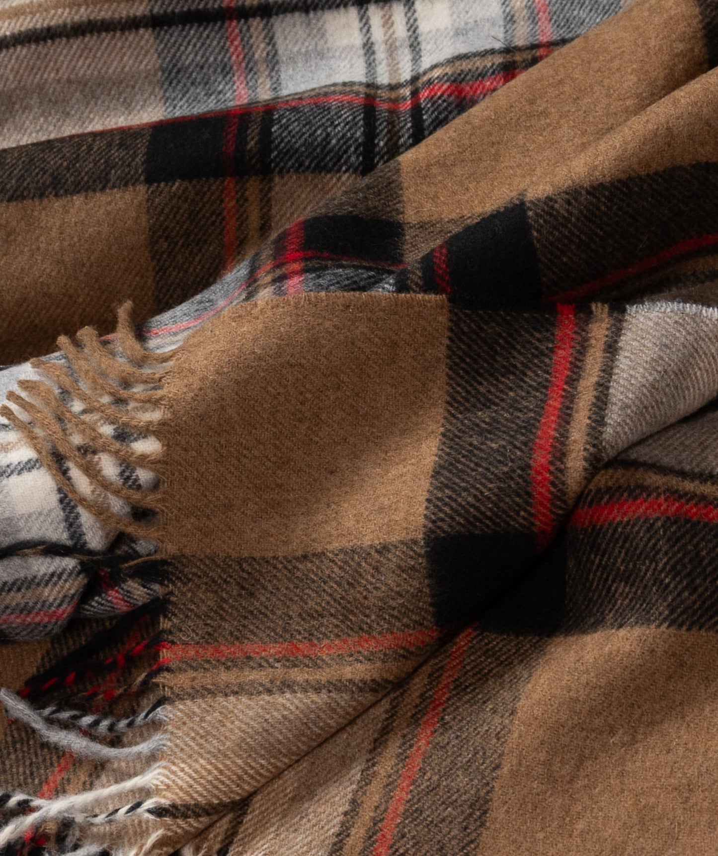 Highland Tartan Tweed Merino Wool Throw ~ Camel Stewart ~