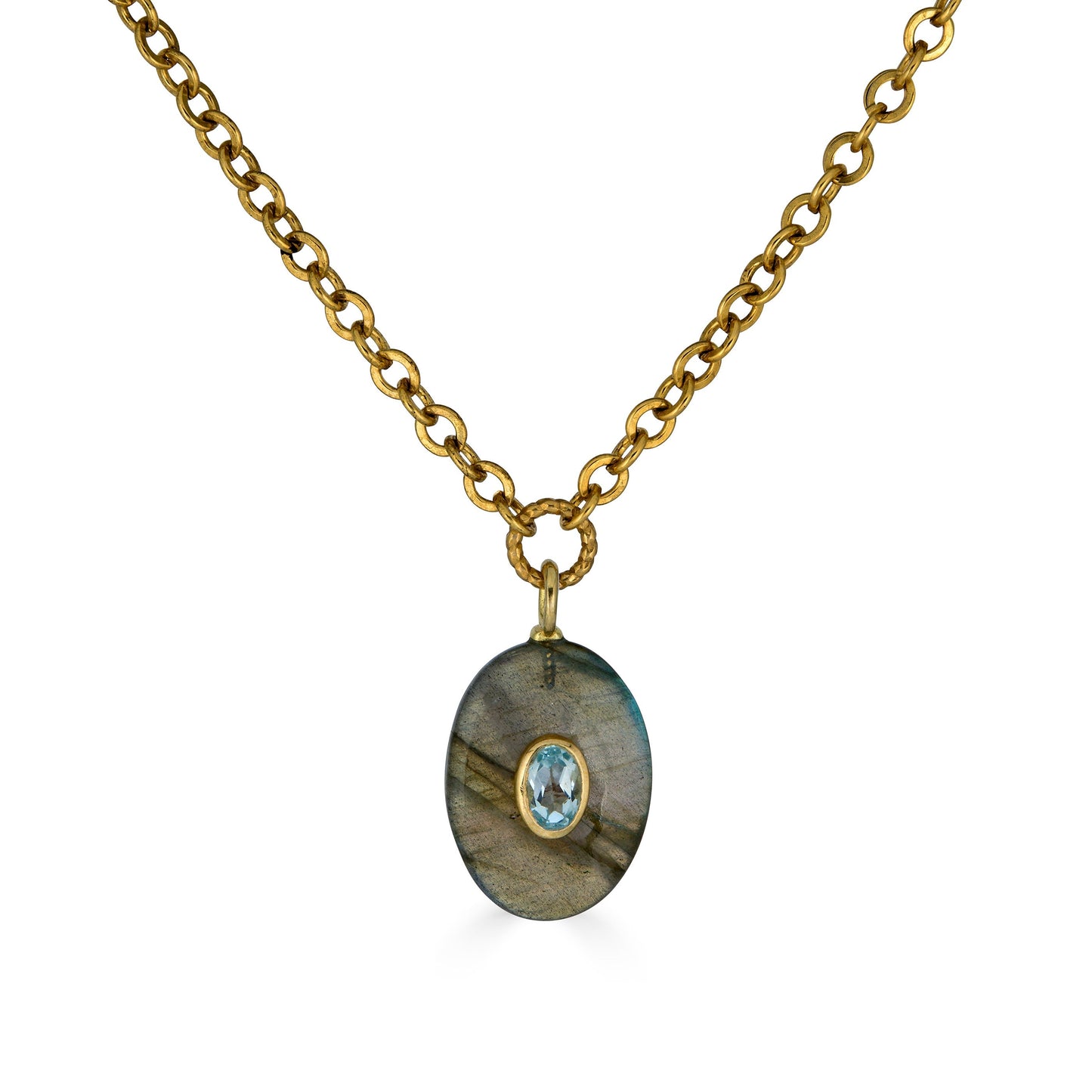 Labradorite and Blue Topaz Inlay Necklace