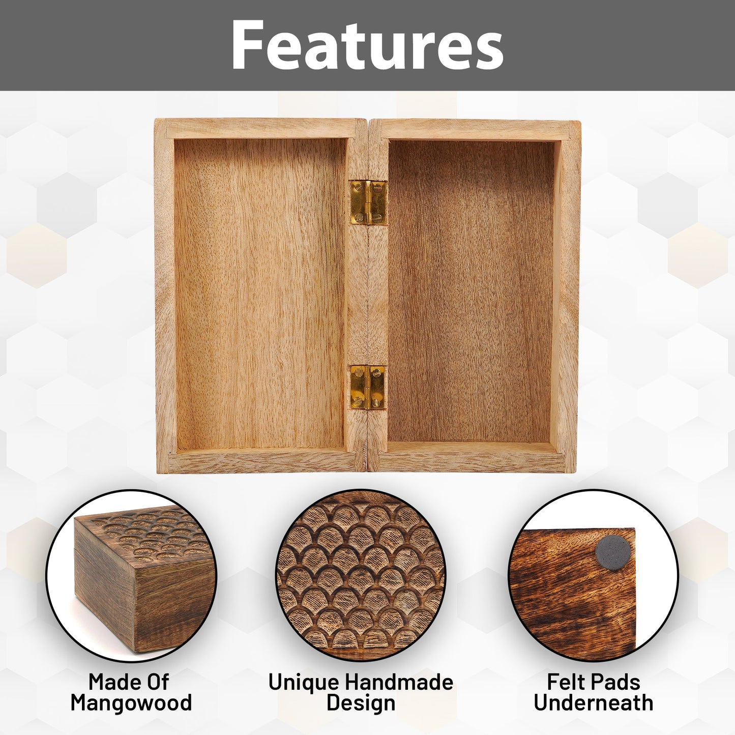 Carved Scallop Boxes in Medium Burnt