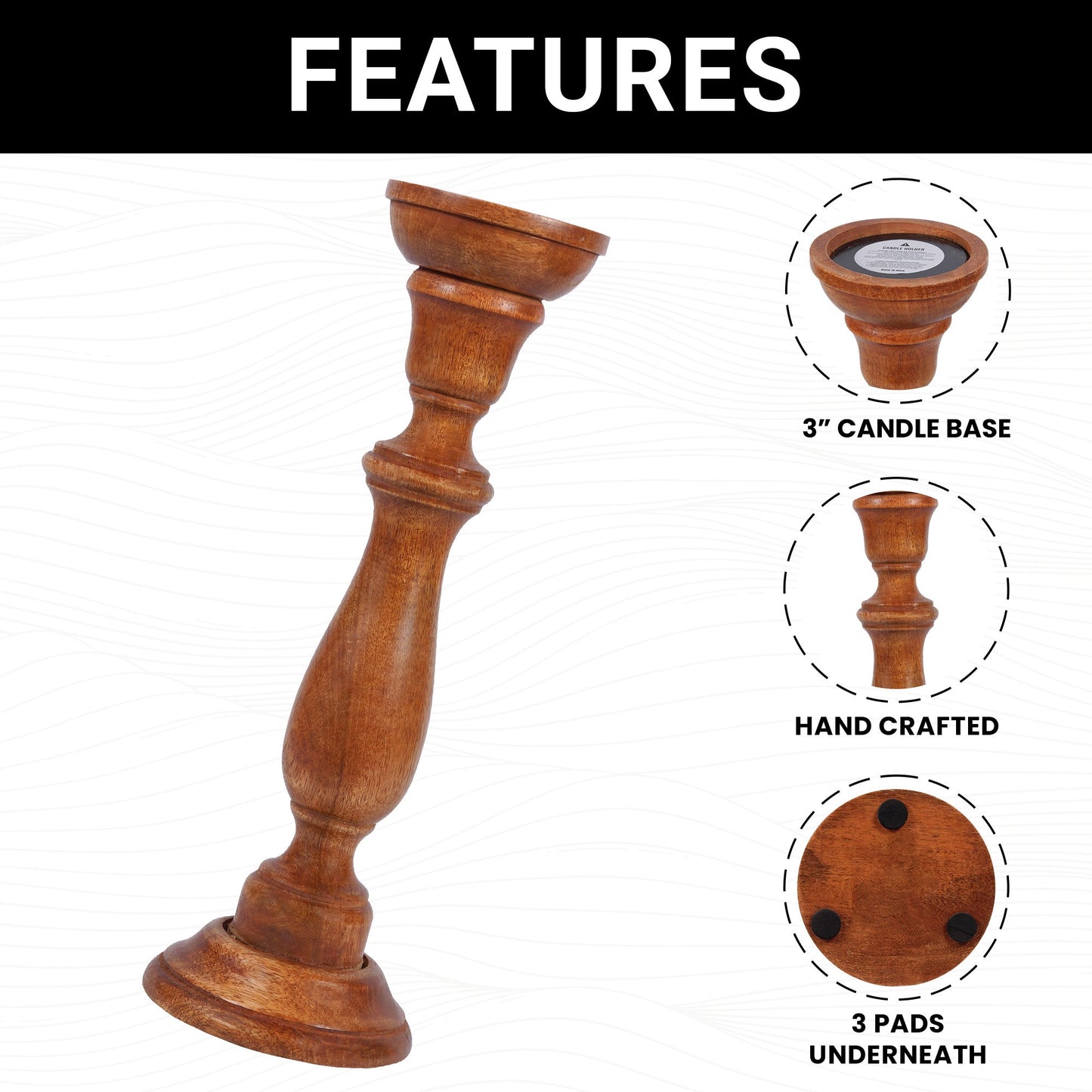 Tuli in Medium Polish Candle Holder Set of 3
