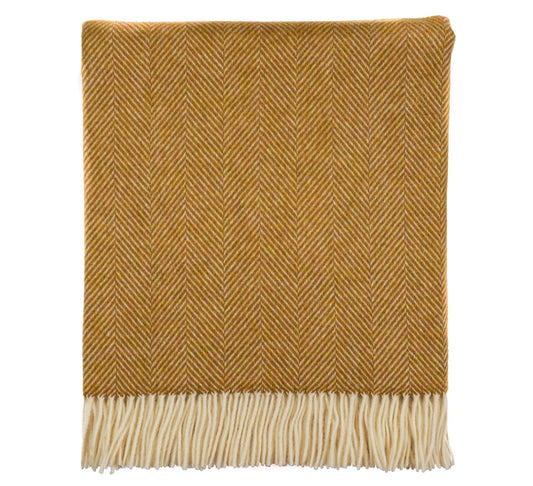 Southampton Home Merino Wool Herringbone Throw - Gold