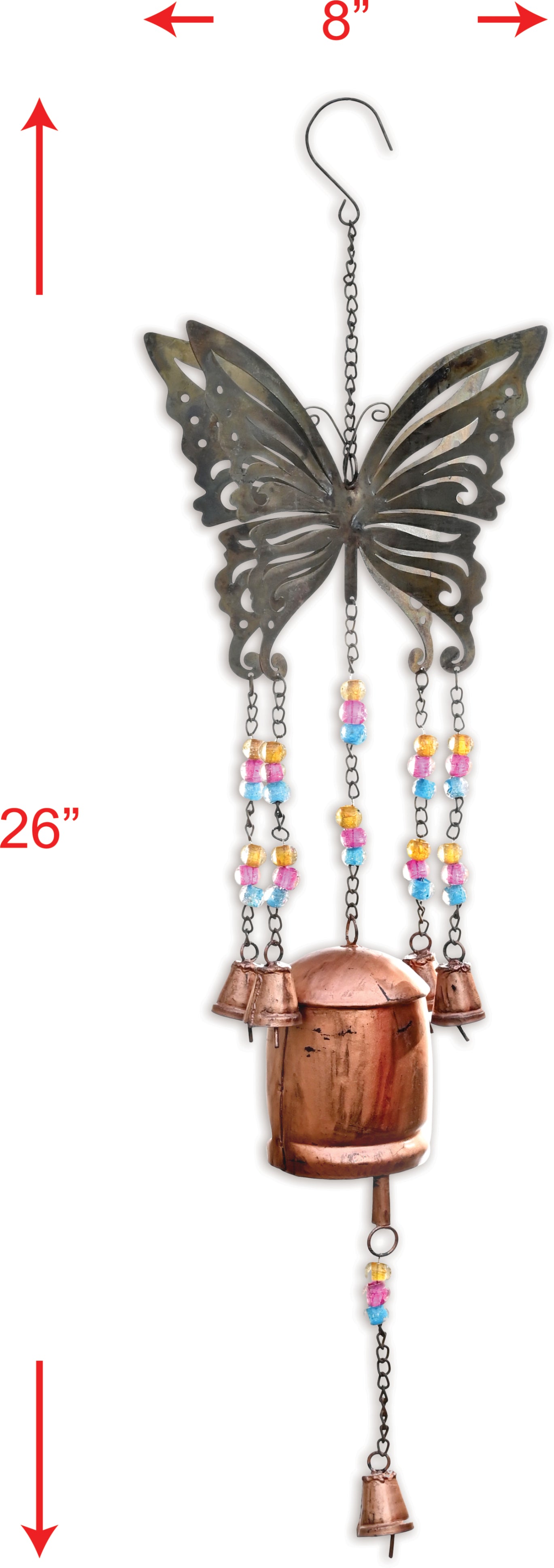 Decorative Sangeet Butterfly Bell, Patina & Copper