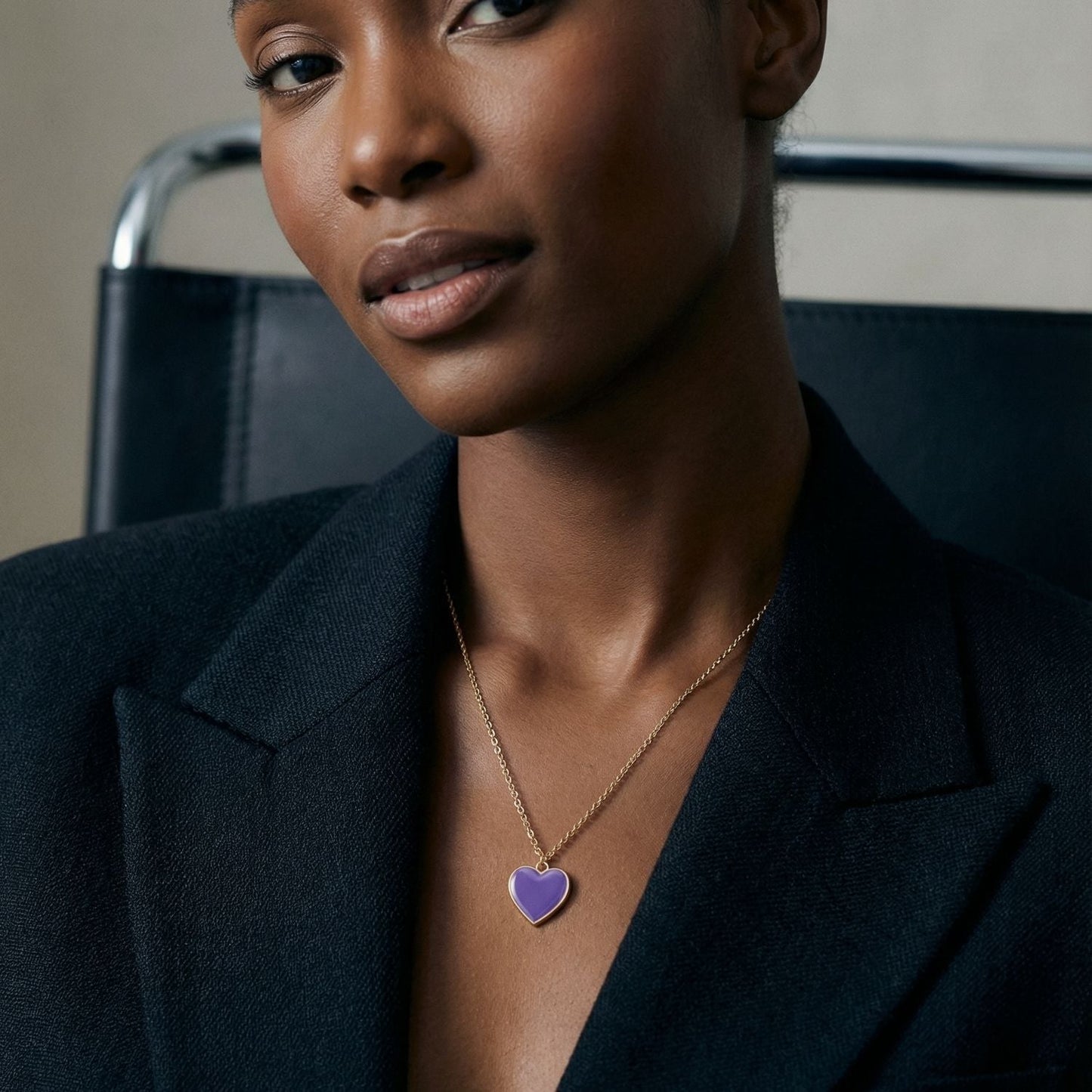 Single Hearted Girl Purple Heart Necklace | Magnetic Clasp