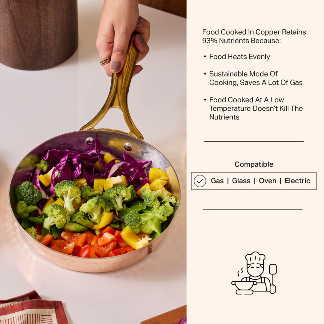 Copper Frypan (Frying Pan) with Brass Handle - Saute Pan