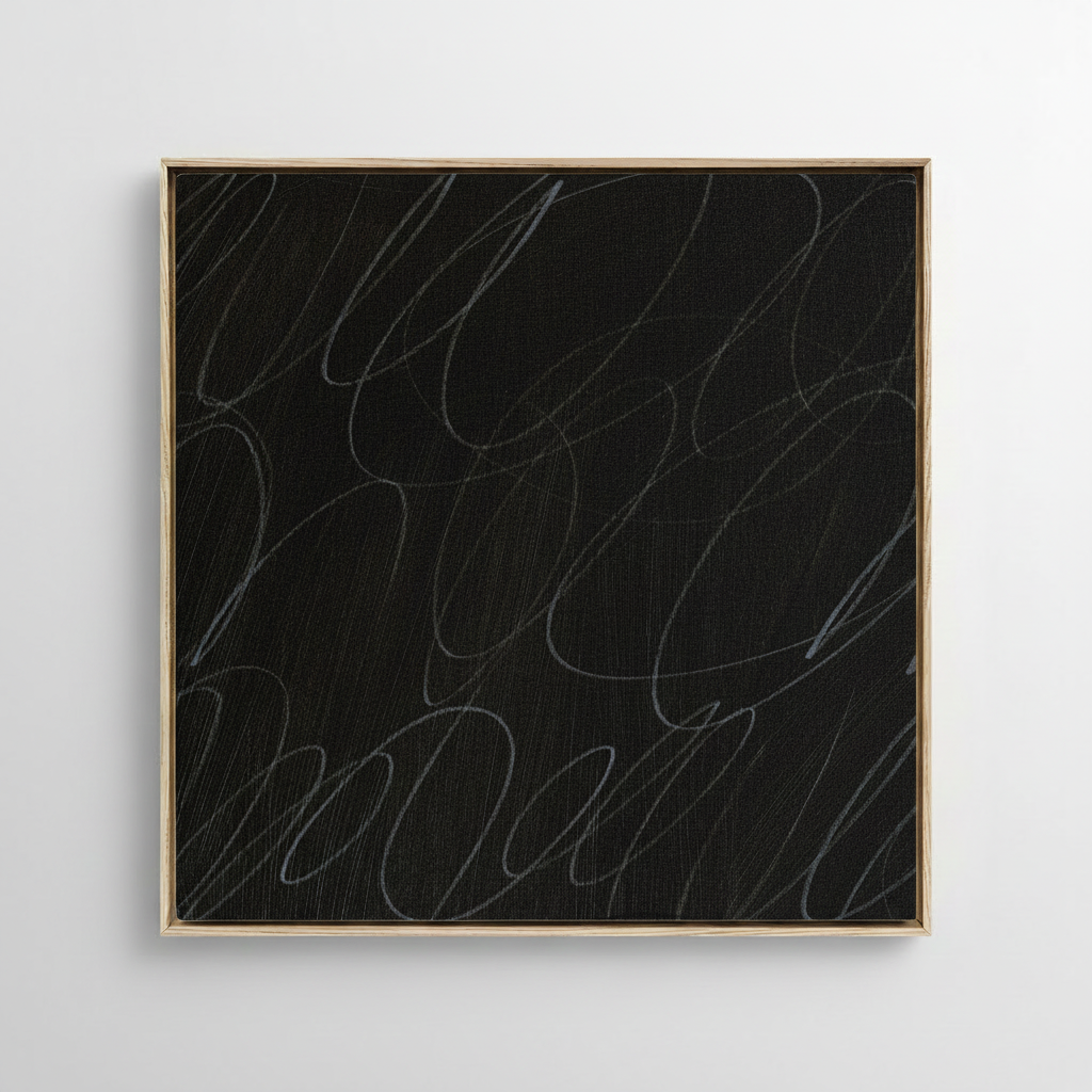 Gestural Marks in Charcoal by DSCVR Art Framed Square Canvas Wall Art
