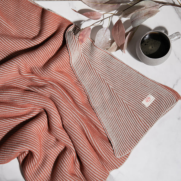 Ribbed Organic Cotton Knit Throw Blanket