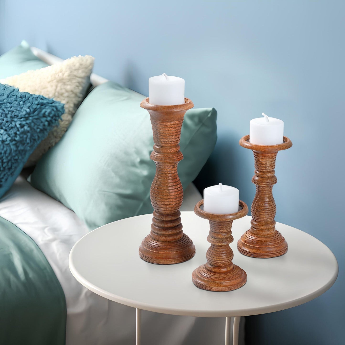 Jharna Pillar Candleholder Set - Natural