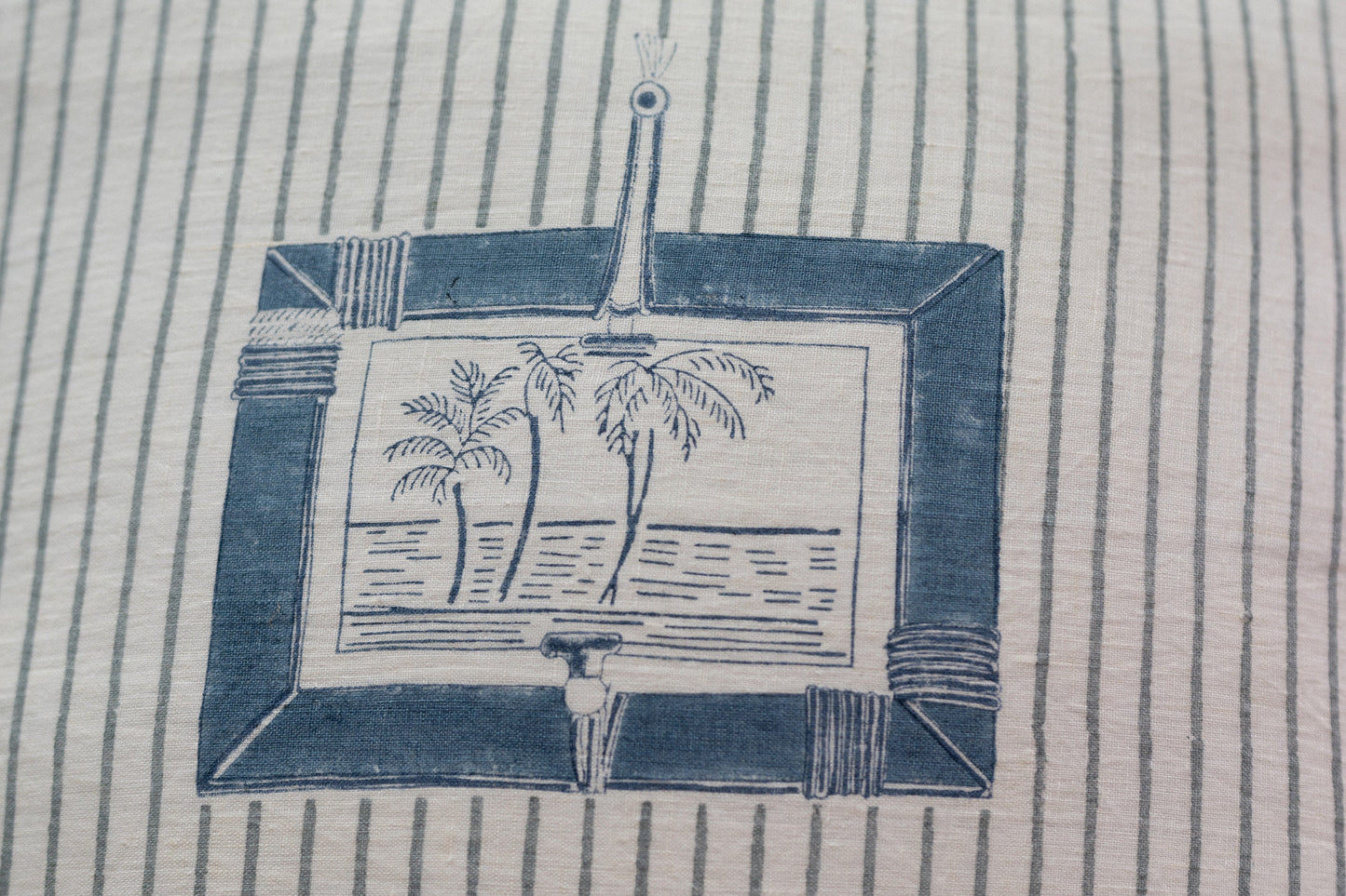 Indigo Palm - Hand Block Printed Cushion Cover
