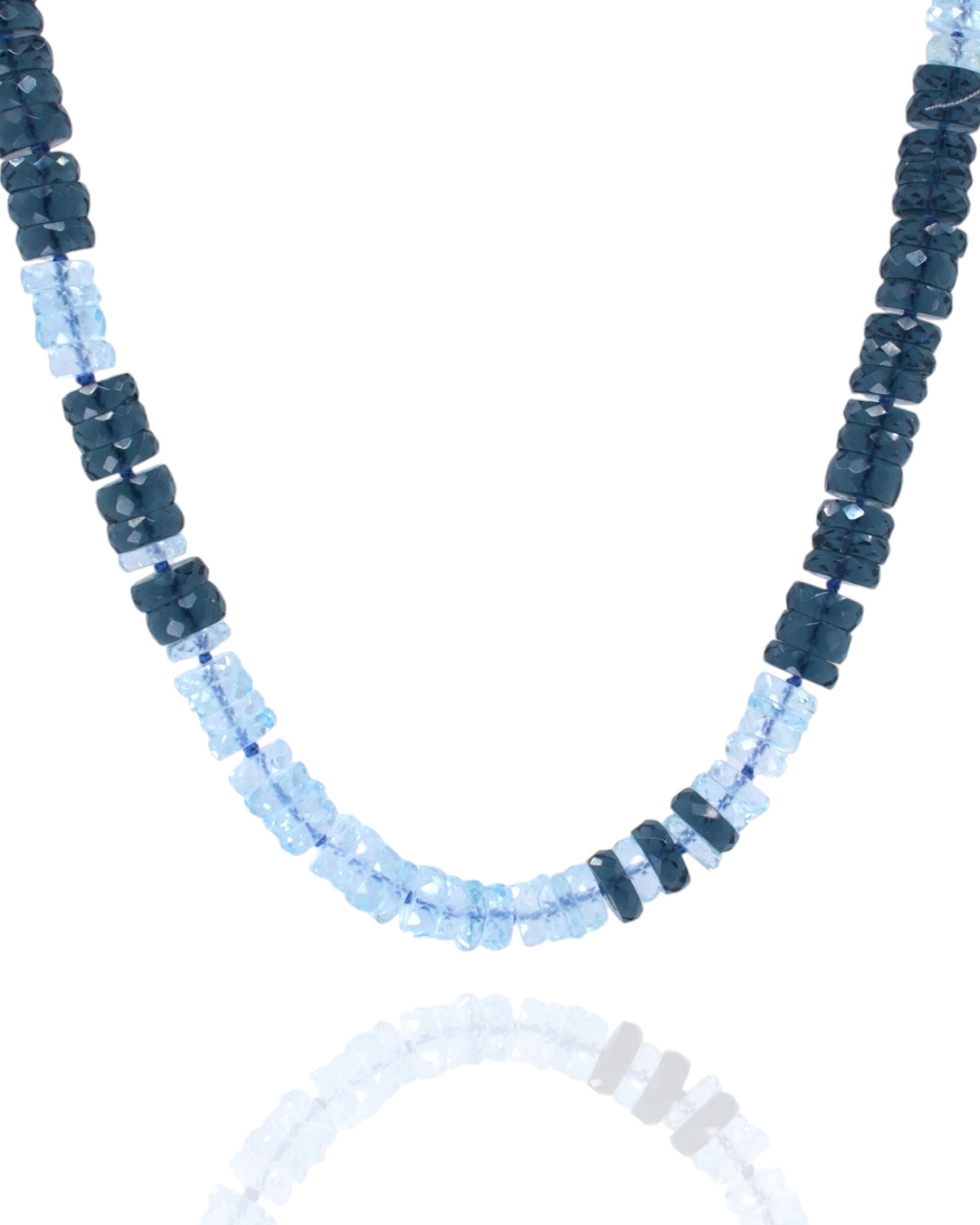 Faceted Gemstone Necklace - Topaz & Dark Blue Quartz