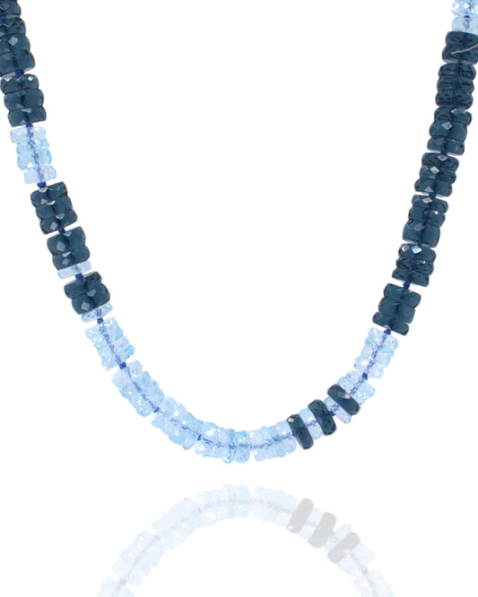 Faceted Gemstone Necklace - Topaz & Dark Blue Quartz