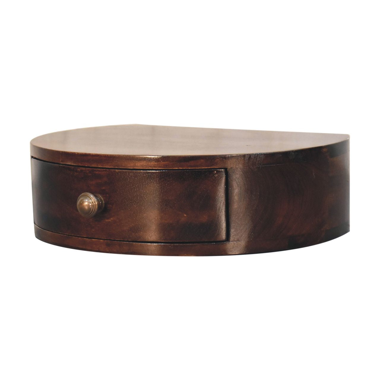 Solid Wood California Walnut Wall-Mounted Rounded Bedside Table